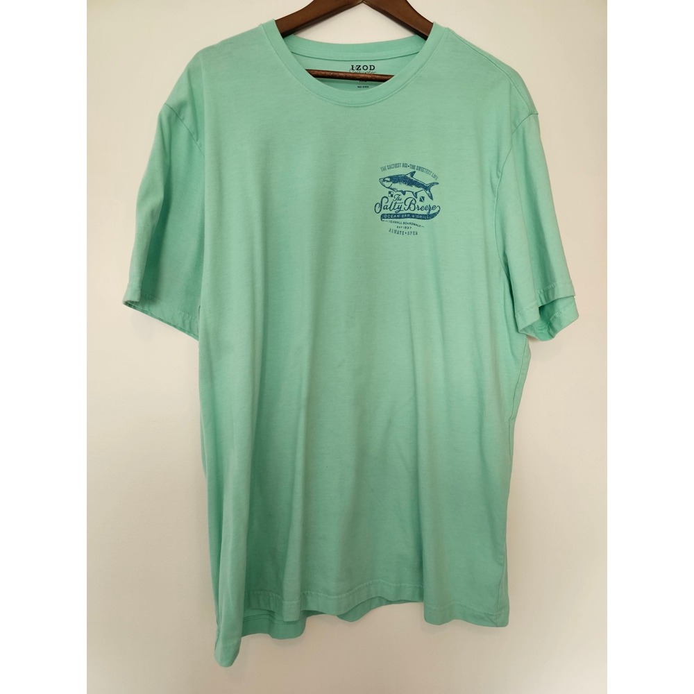 Coastal IZOD Saltwater Graphic Tee Mens XXL Mint Green Salty Breeze Fish Shirt